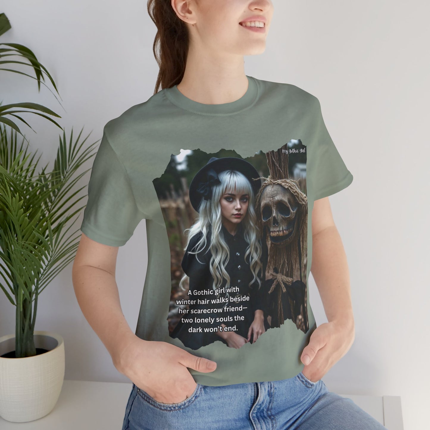 My Gothic Girl T-Shirt "Scarecrow Friend" – Whimsy Goth Streetwear, Dark Poetry Fashion, Alt Aesthetic Apparel