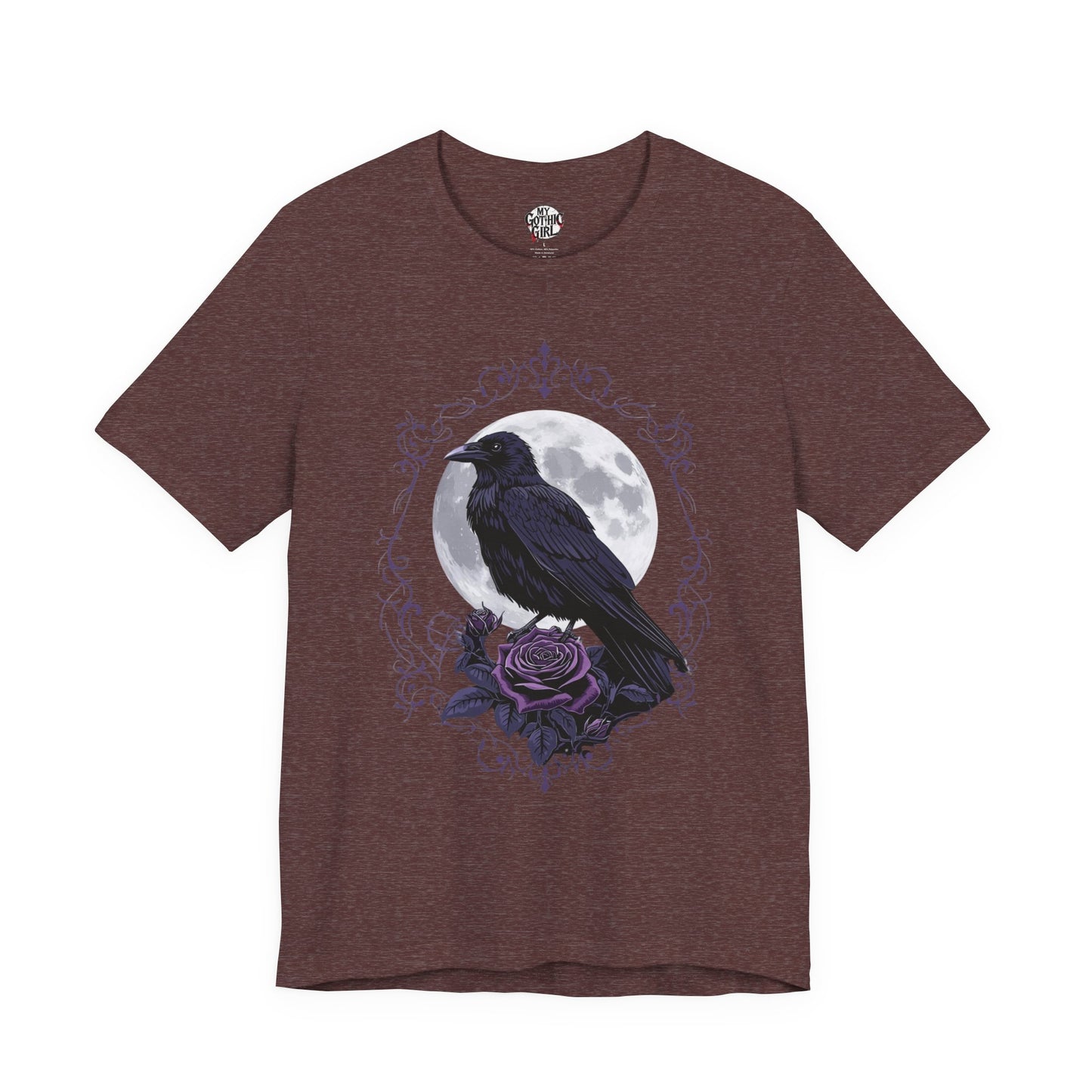"The Raven and Moon"  Gothic Graphic T-Shirt – Alt Aesthetic Poetic Goth Street-wear