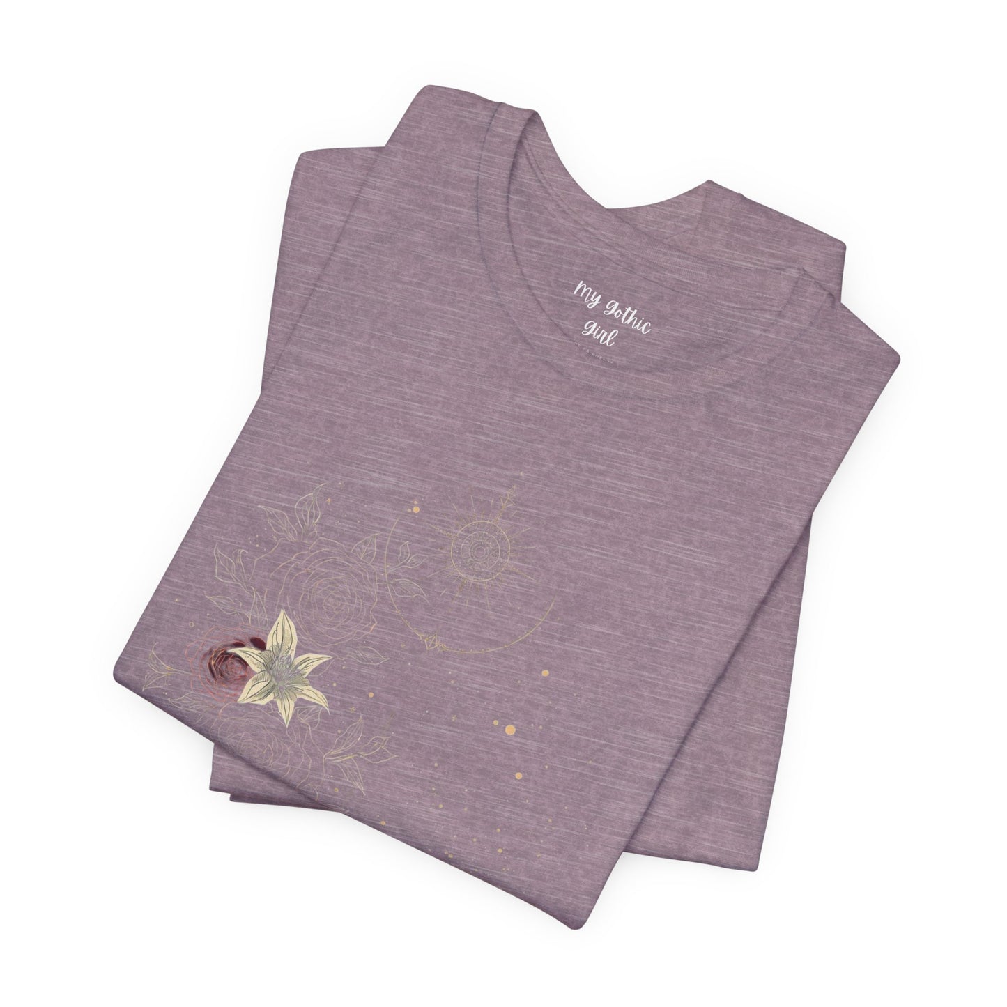 “Dark Floral Moon & Ornamental Geometry” T-Shirt Dark Floral Moon Ornamental Geometry Unisex Jersey Short Sleeve Tee