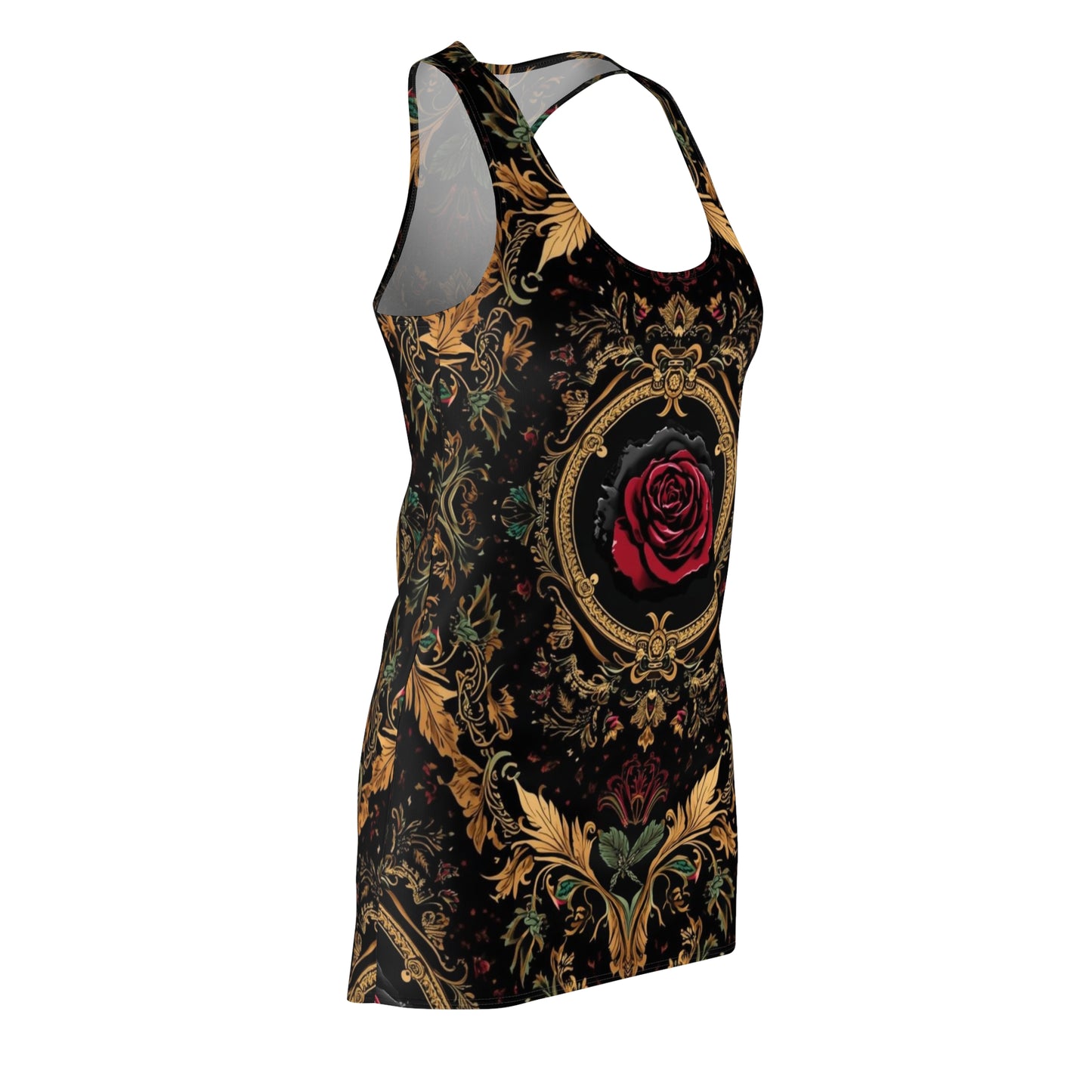 Baroque Rose Racerback Dress — Vintage Gothic Floral AOP