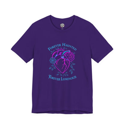 "FOREVER HAUNTED, FOREVER LUMINOUS"  Gothic Graphic T-Shirt – Alt Aesthetic Poetic Goth Streetwear