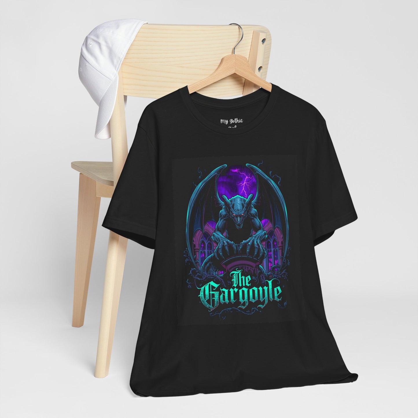 "The Gargoyle" — Dark Gothic Winged Statue Graphic Tee Design