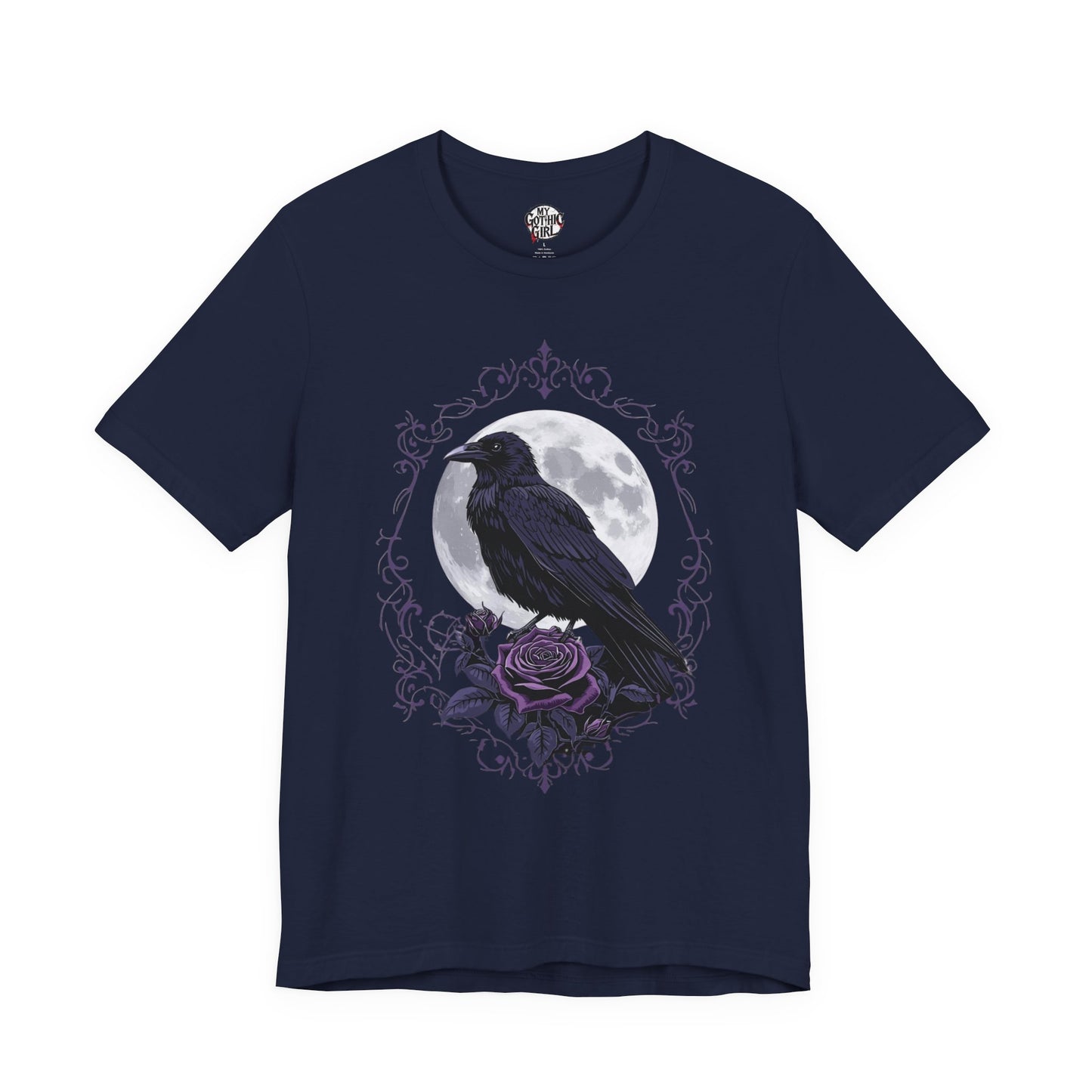 "The Raven and Moon"  Gothic Graphic T-Shirt – Alt Aesthetic Poetic Goth Street-wear