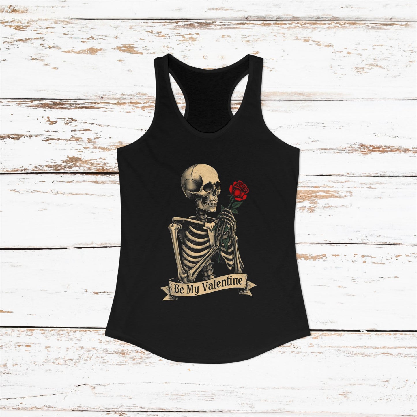 Be My Valentine Gothic Skeleton — Women's Racerback Tank Top