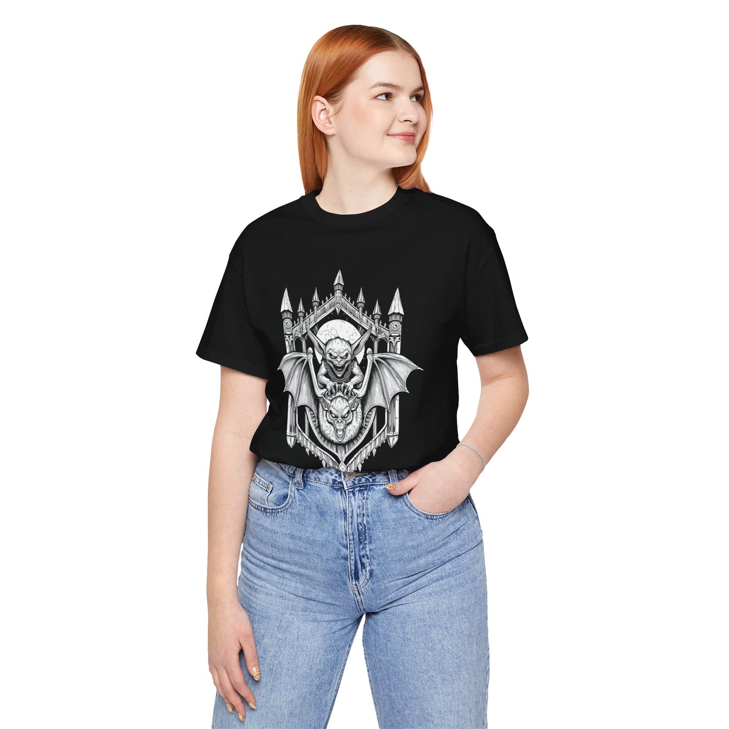A Sinister Gremlin Riding on a Flying Bat - Graphic Tee