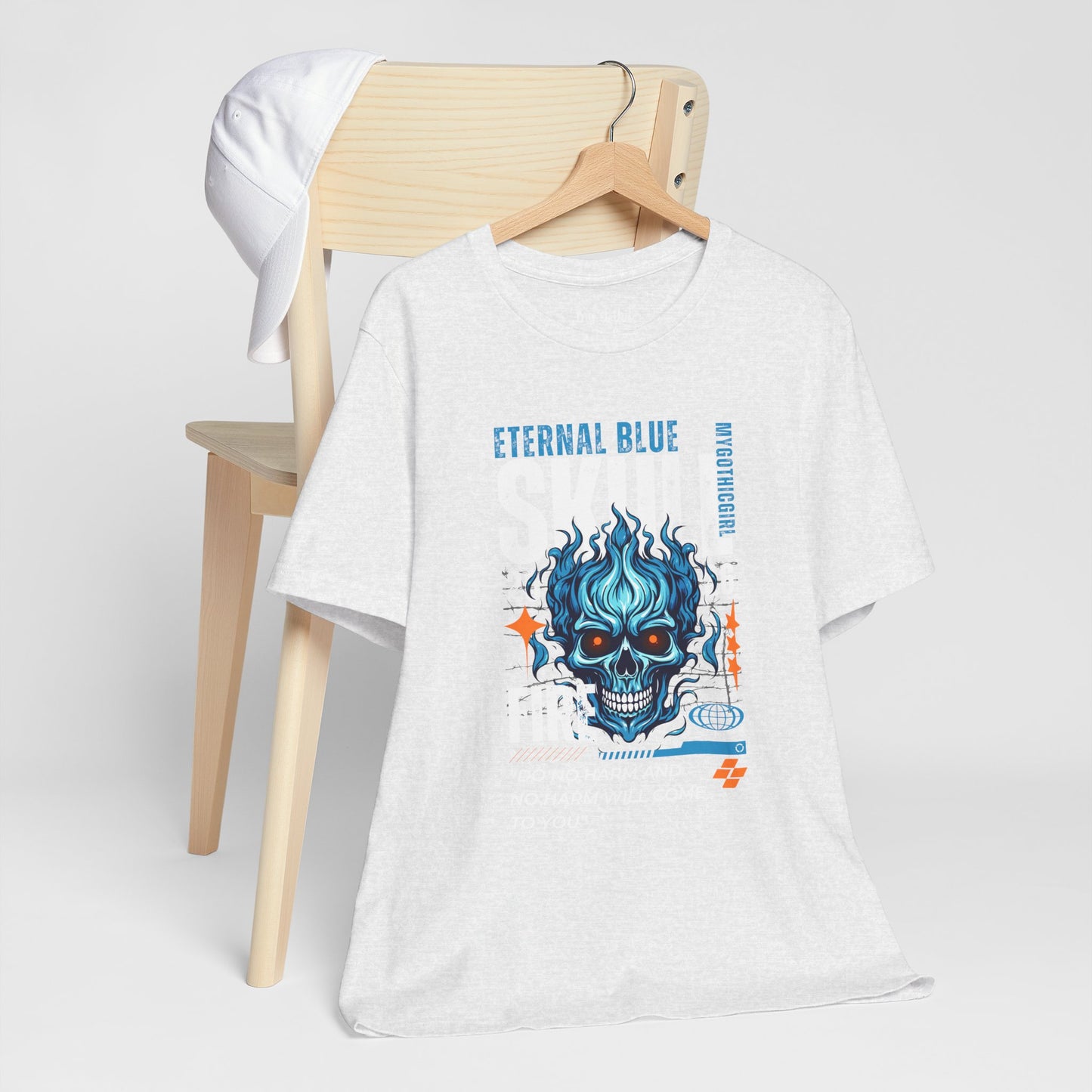 Eternal Blue Skull Flame Gothic Tee