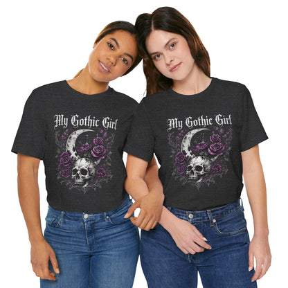 My Gothic Girl Skull Tee — Gothic Moon & Purple Roses T-Shirt