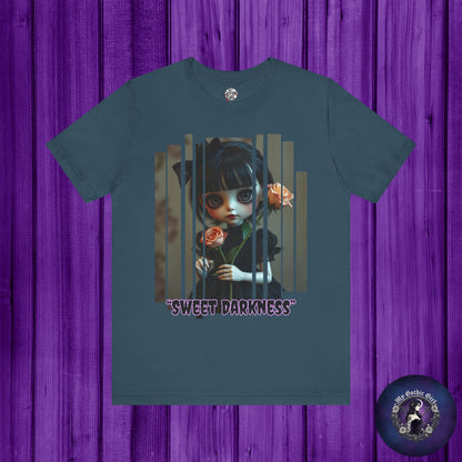 “Sweet Darkness” — Kawaii-style Gothic doll Graphic T-Shirt – Alt Aesthetic Poetic Goth Street-wear
