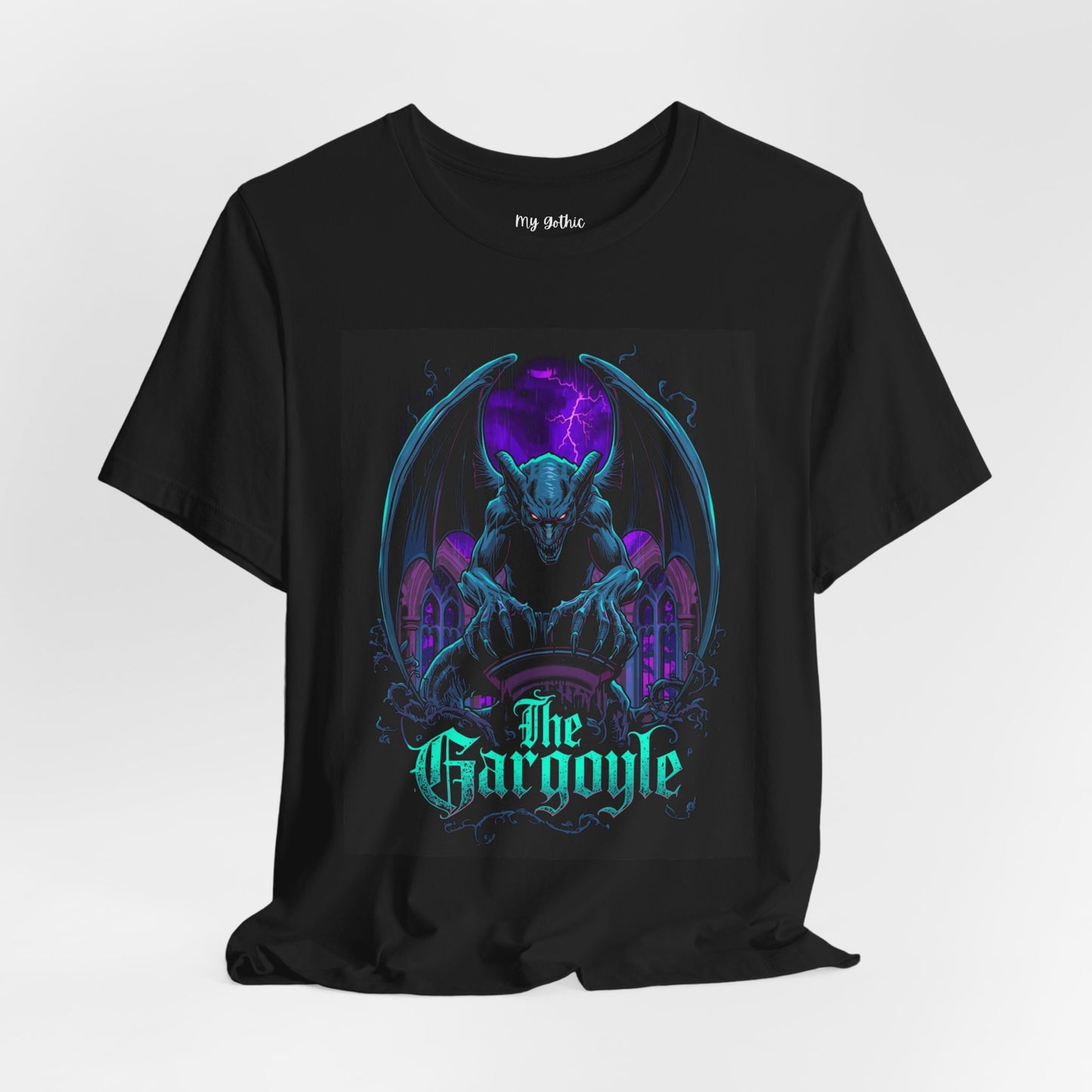"The Gargoyle" — Dark Gothic Winged Statue Graphic Tee Design