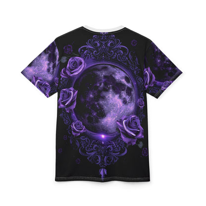Purple Moon & Roses Tee — Gothic Floral Moonlight All-Over Print Shirt