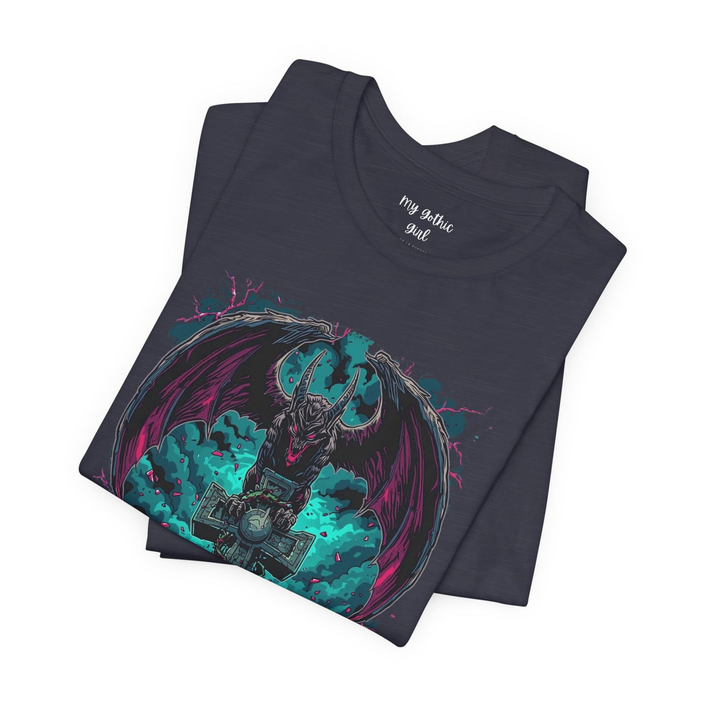 Gargoyle Graphic Tee — Dark Gothic Winged Statue Design
