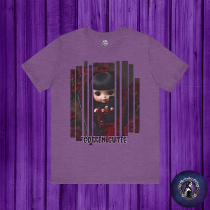 “Coffin Cutie” — cute Gothic doll peeking out from a small coffin Graphic T-Shirt – Alt Aesthetic Poetic Goth Street-wear