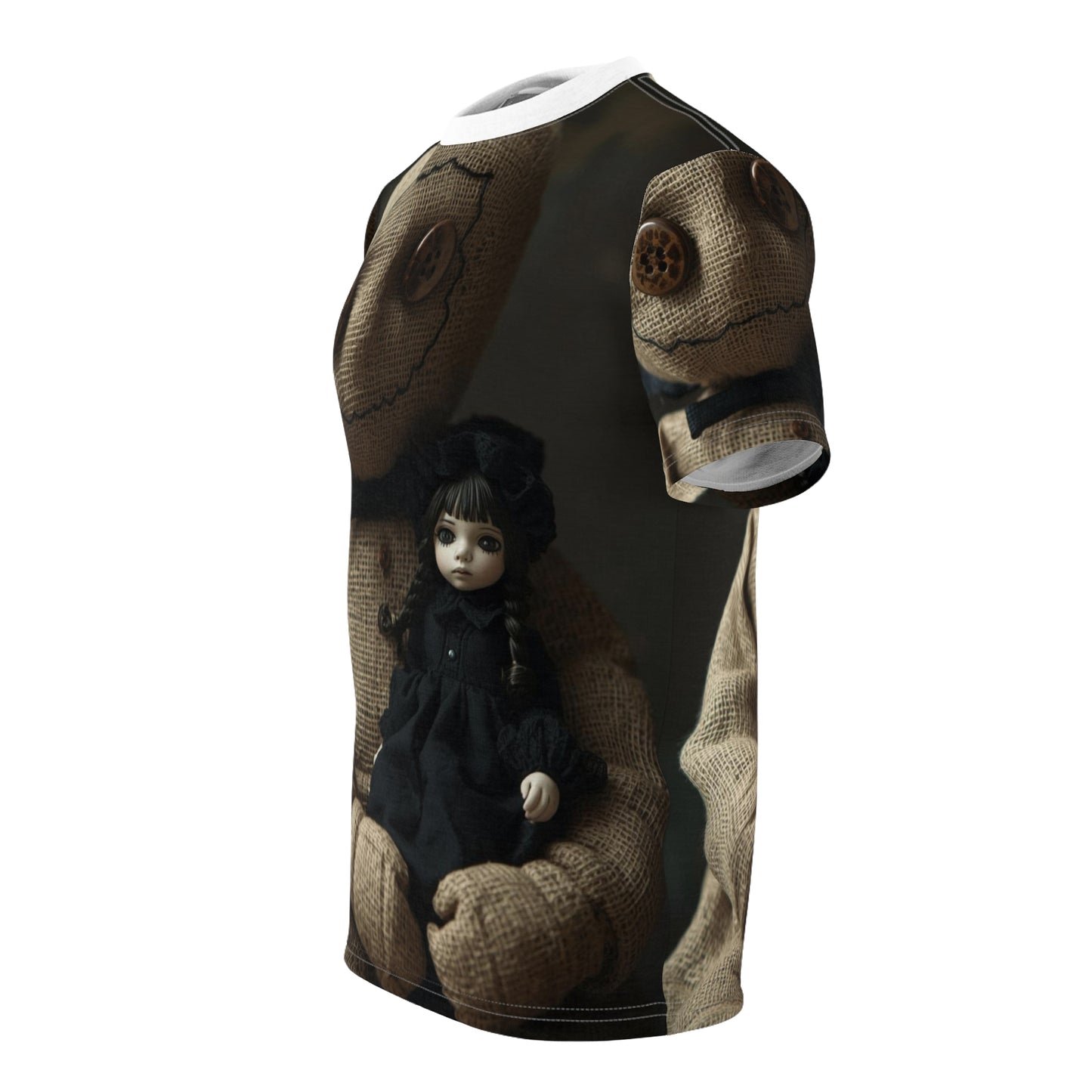 Gunny Sack Doll with Toy Gothic Doll | Horror All-Over Print T‑Shirt