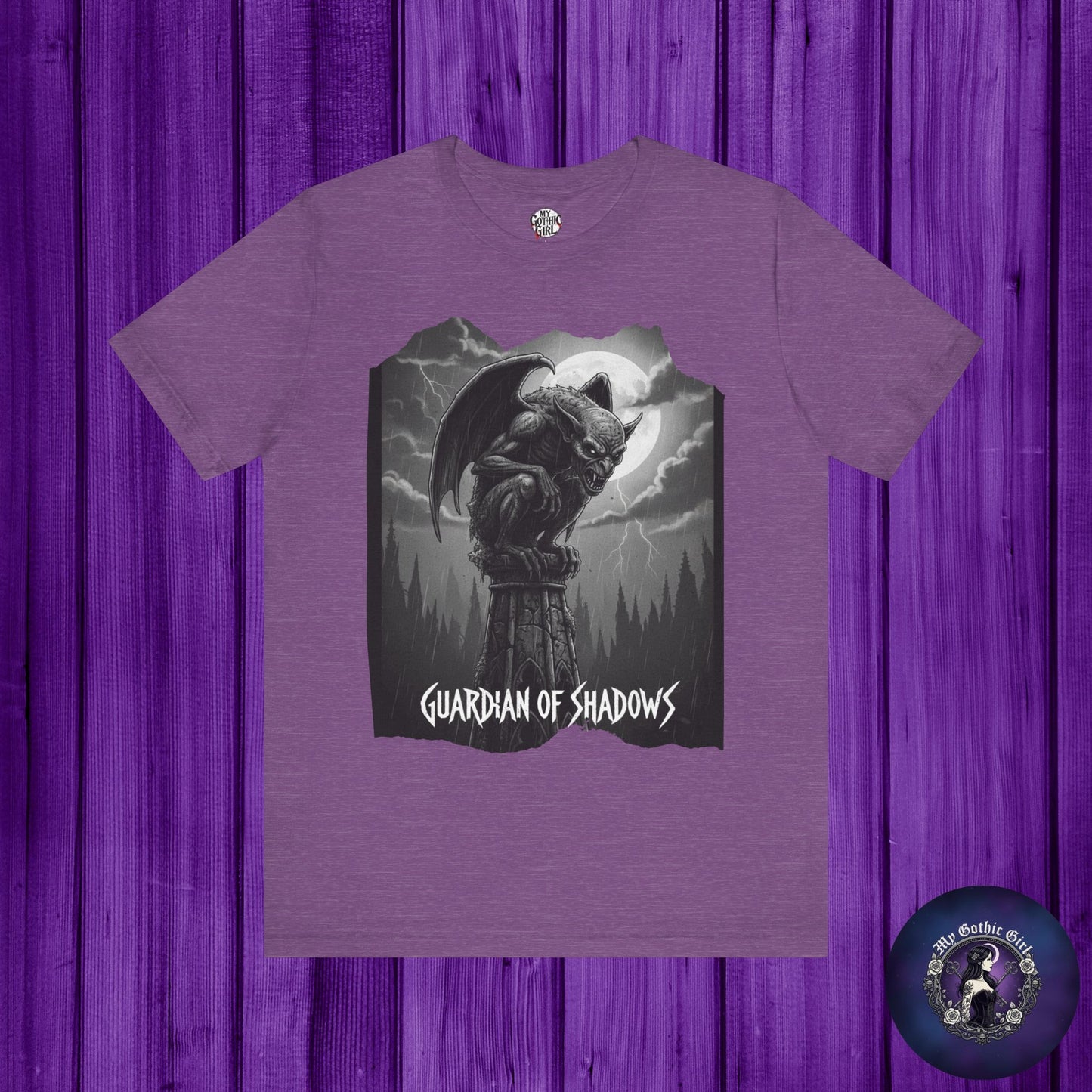 "Guardian of Shadows"  Gothic Graphic T-Shirt – Alt Aesthetic Poetic Goth Streetwear