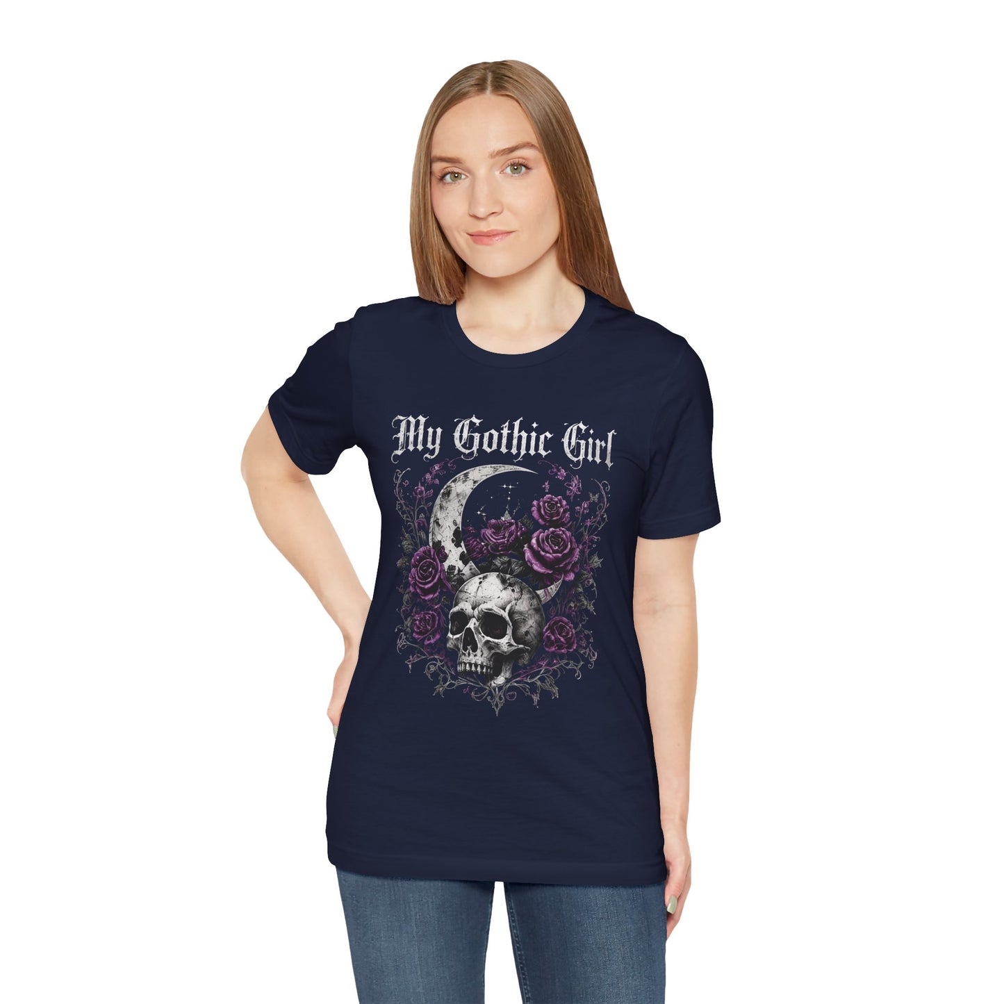 My Gothic Girl Skull Tee — Gothic Moon & Purple Roses T-Shirt