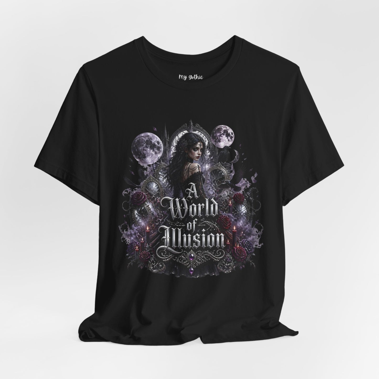 Gothic Moonlight Tee — "A World of Illusion" Graphic T-Shirt