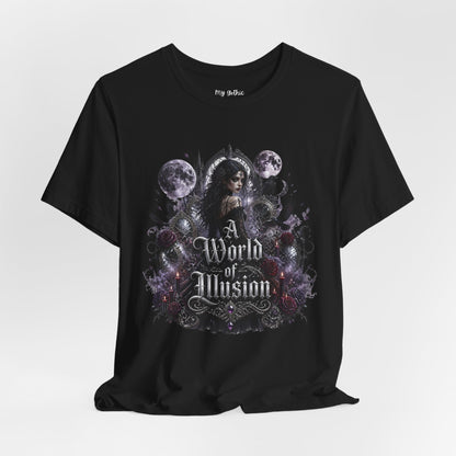 Gothic Moonlight Tee — "A World of Illusion" Graphic T-Shirt