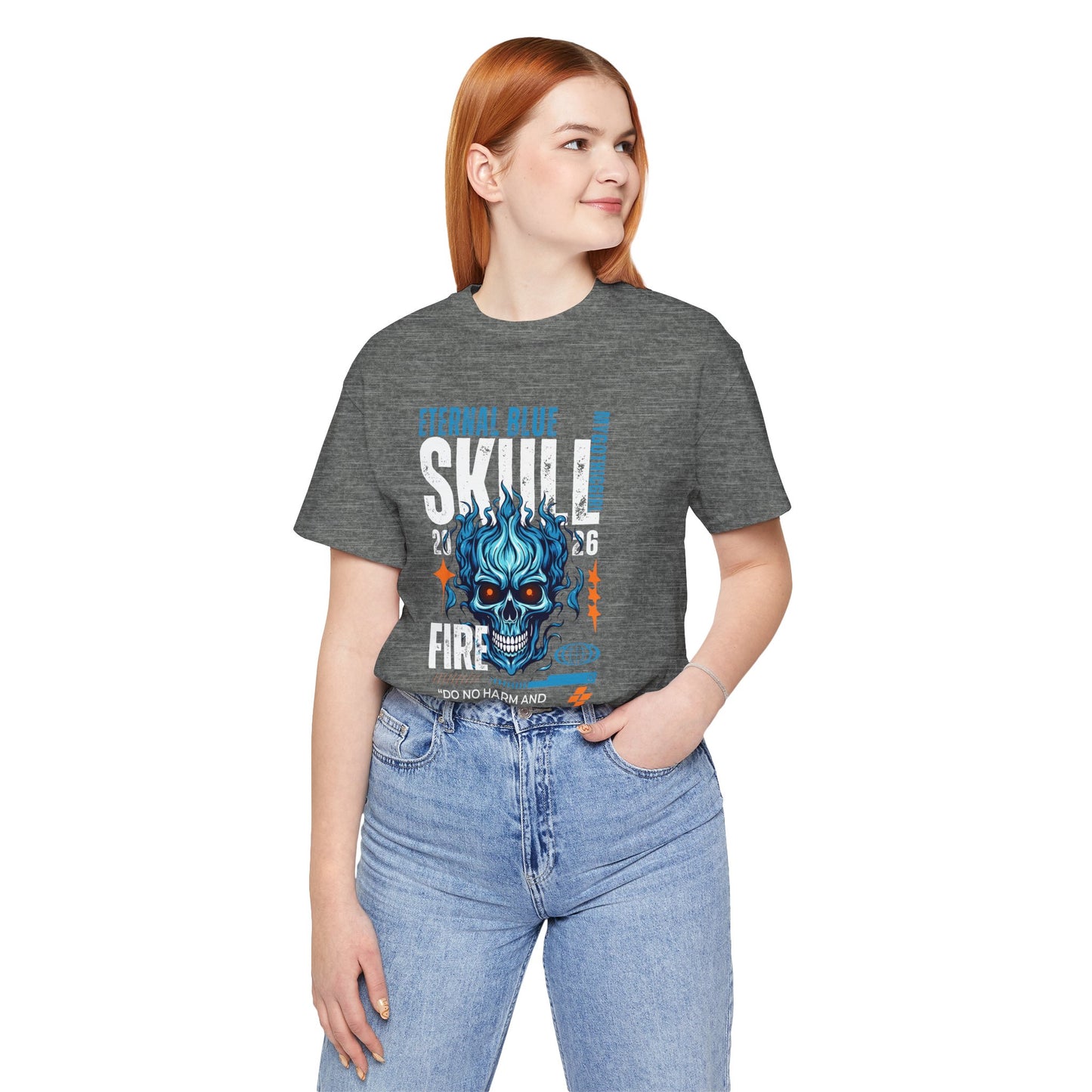 Eternal Blue Skull Flame Gothic Tee