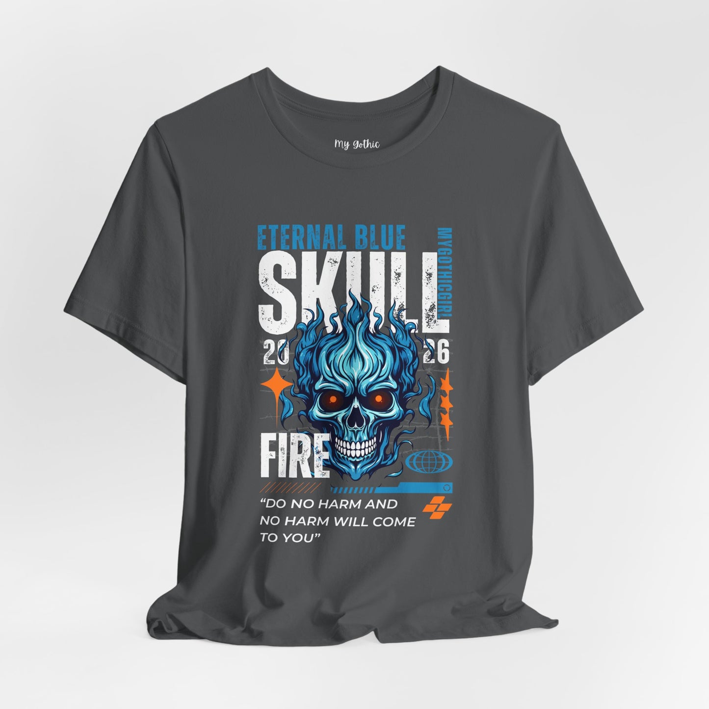 Eternal Blue Skull Flame Gothic Tee