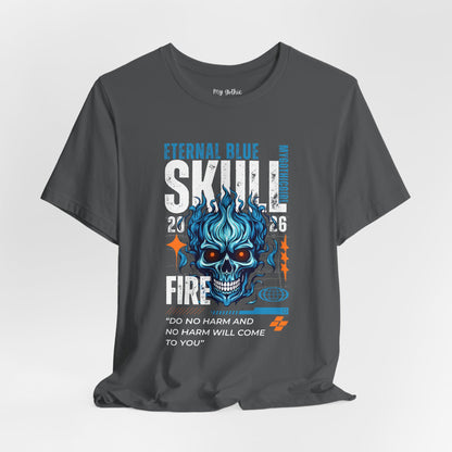 Eternal Blue Skull Flame Gothic Tee