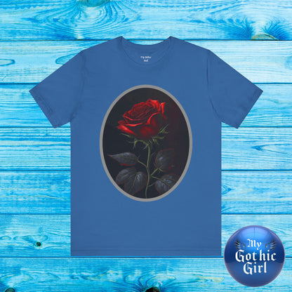 My Gothic Girl T-Shirts for Women & Men "Linda's Red Rose" Dark Aesthetic & Alternative Tees – My Gothic Girl