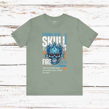 Eternal Blue Skull Flame Gothic Tee