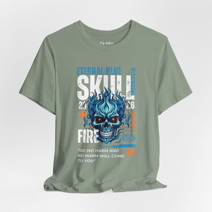Eternal Blue Skull Flame Gothic Tee