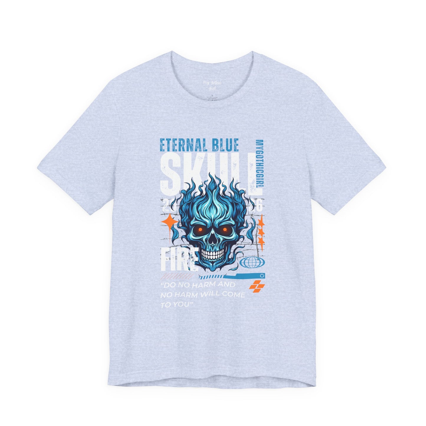 Eternal Blue Skull Flame Gothic Tee