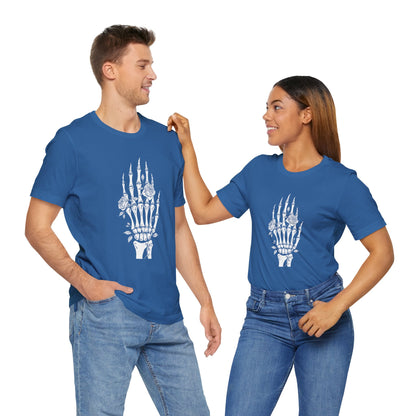 White Roses and Skeleton Hand  Gothic Graphic T-Shirt – Alt Aesthetic Poetic Goth Streetwear