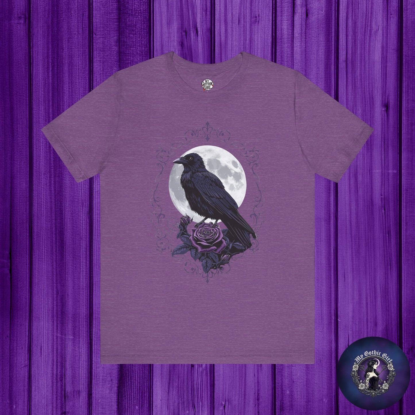 "The Raven and Moon"  Gothic Graphic T-Shirt – Alt Aesthetic Poetic Goth Street-wear