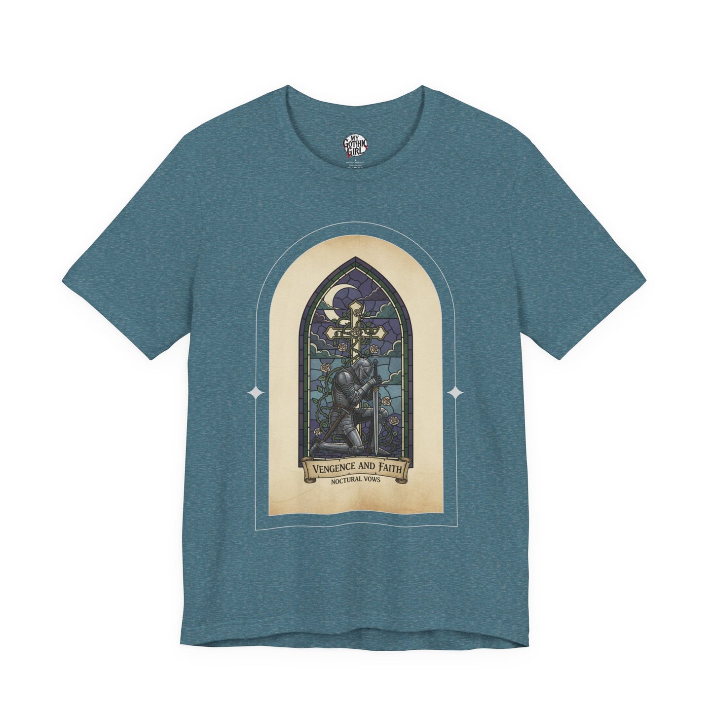 "Vengeance and Faith"  Gothic Graphic T-Shirt – Alt Aesthetic Poetic Goth Streetwear