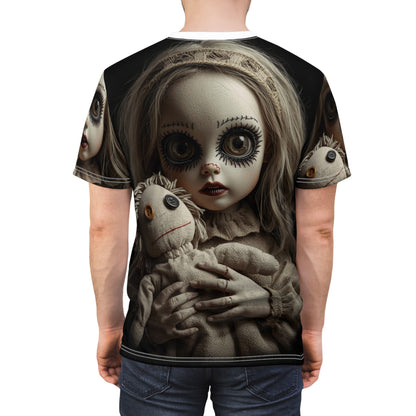 Gunny Sack Doll with Toy Gothic Doll | Horror All-Over Print T‑Shirt
