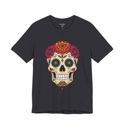 Day of the Dead Sugar Skull T‑Shirt — Floral Calavera Graphic Tee