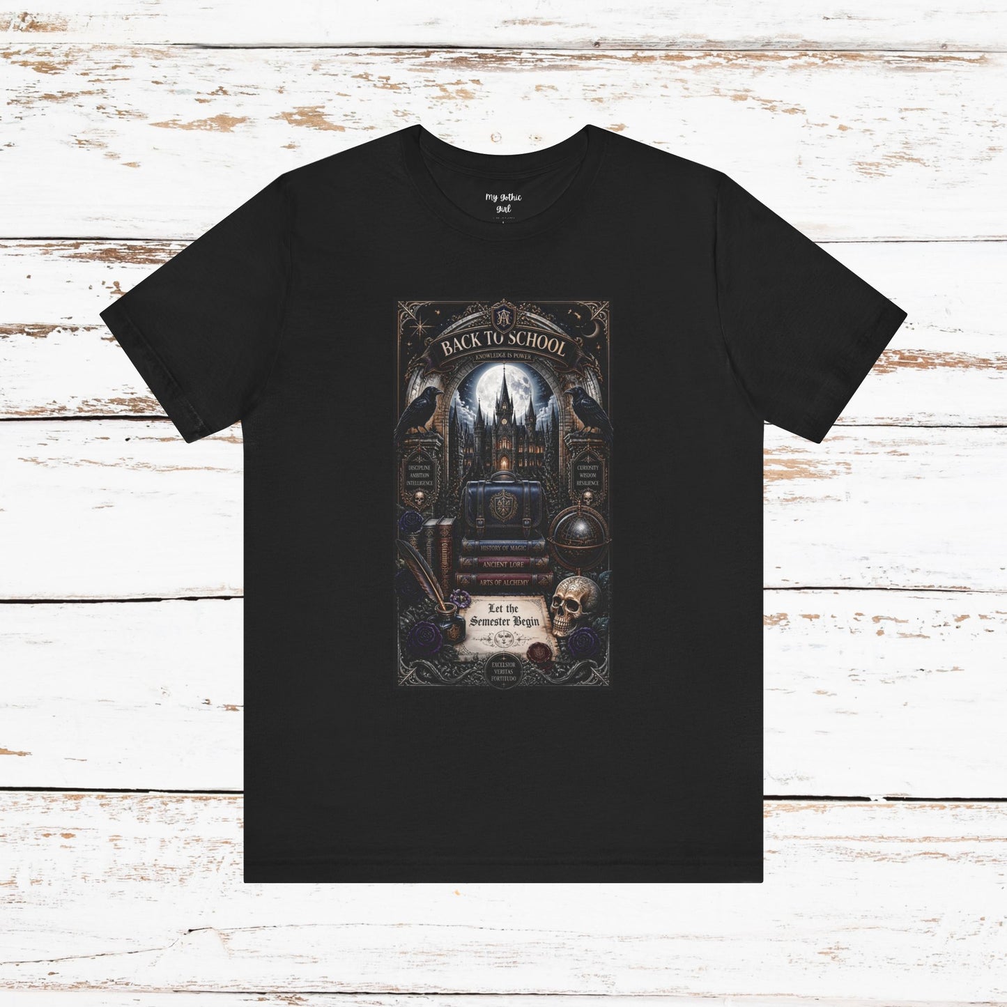 Back to School Gothic T-Shirt — Haunted Academy Illustration