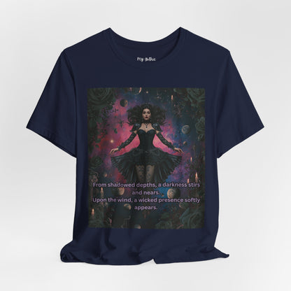 Gothic Sorceress Tee — "From shadowed depths..." Dark Fantasy Graphic T-Shirt