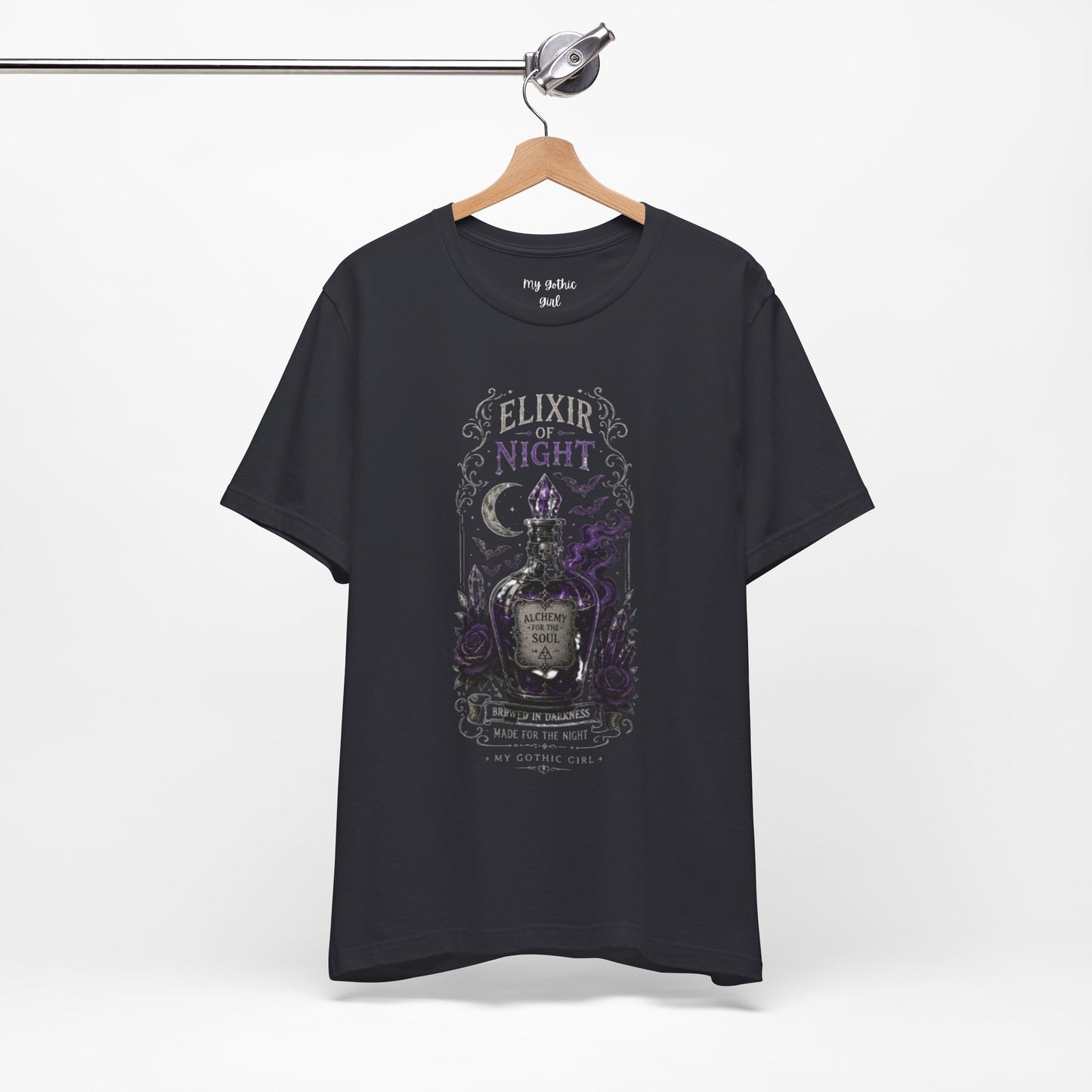 "Elixir of Night - Alchemy for the Soul" Gothic Design Short Sleeve T Shirt