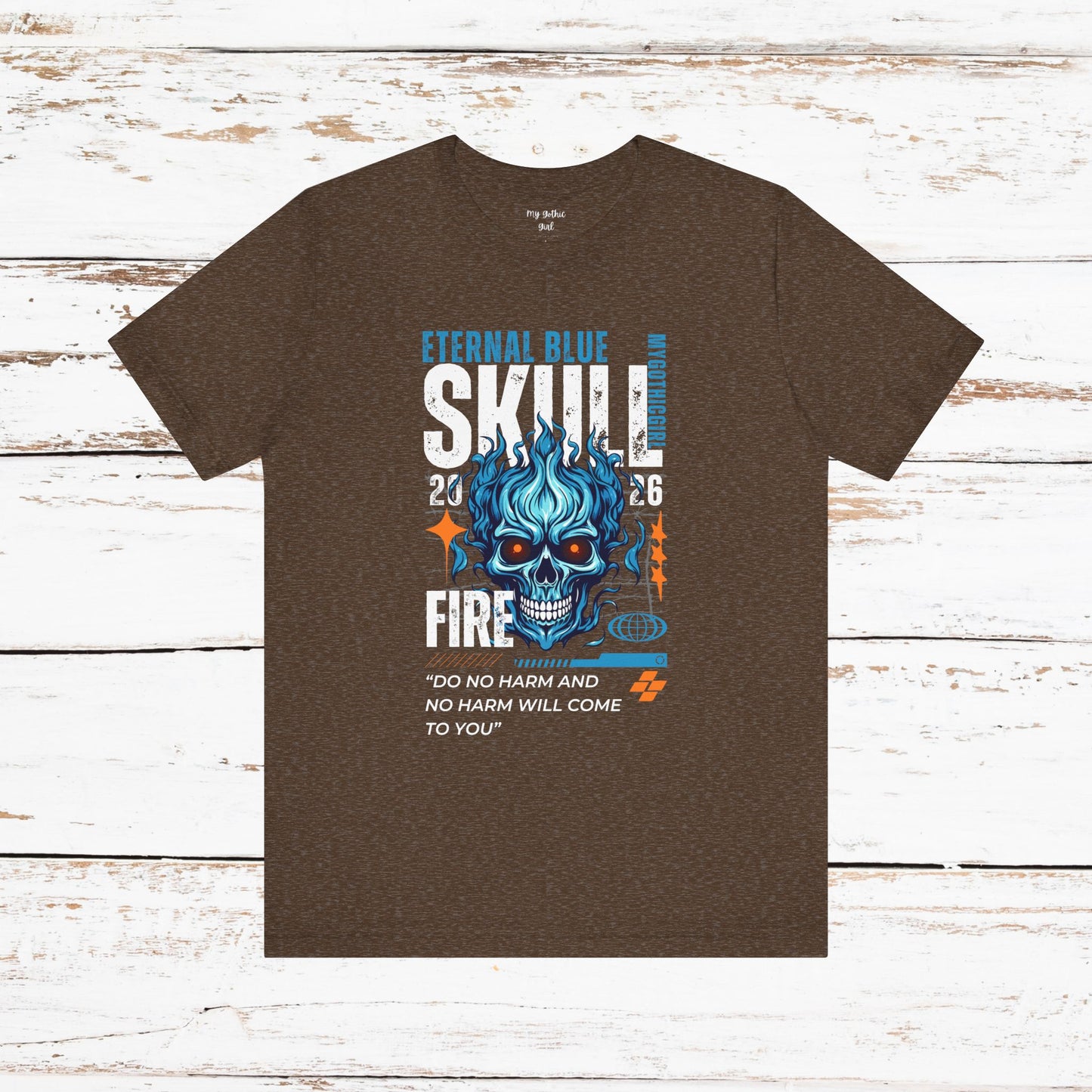 Eternal Blue Skull Flame Gothic Tee