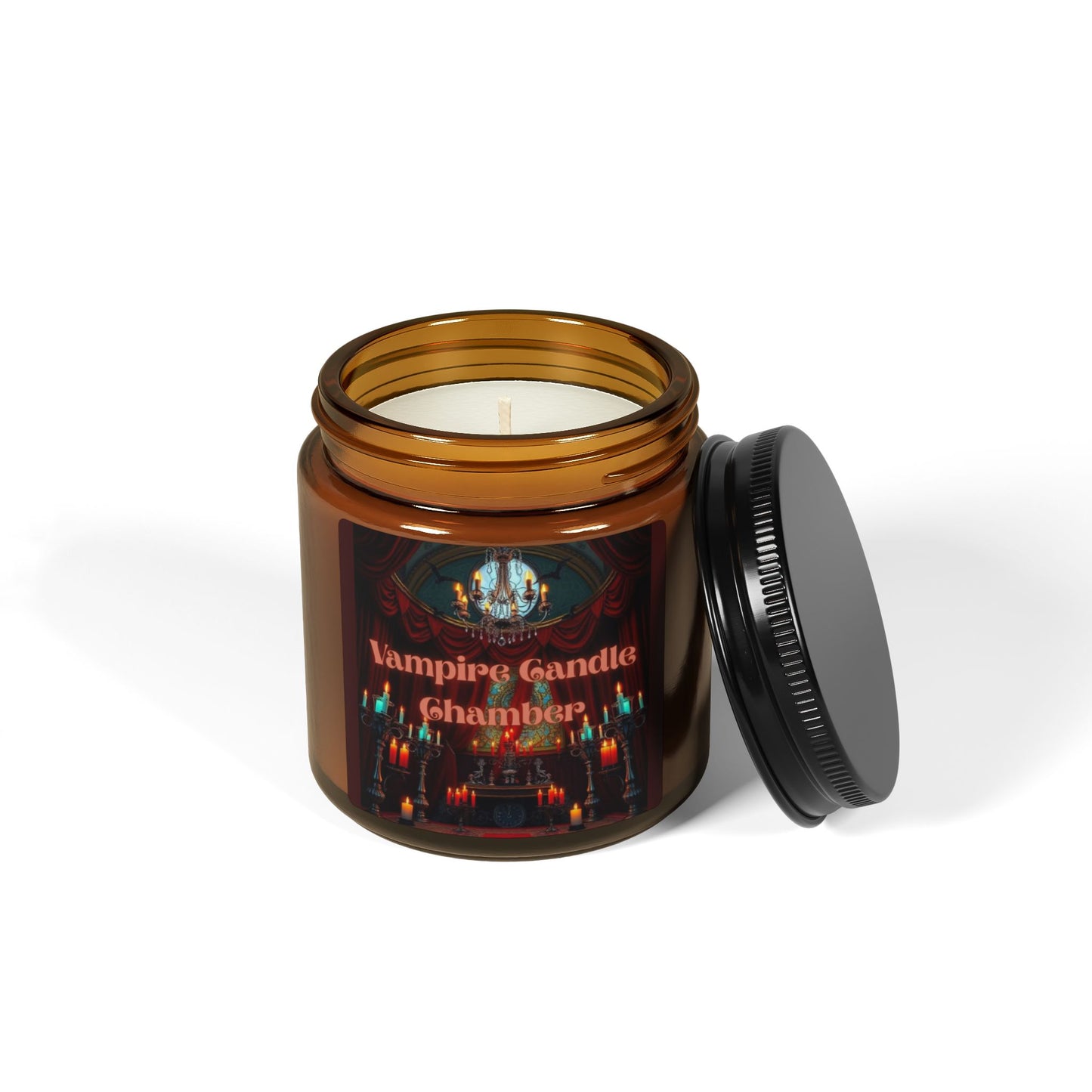 Vampire Candle Chamber — Scented Soy Amber Jar (Gothic, Spiced & Smoky)