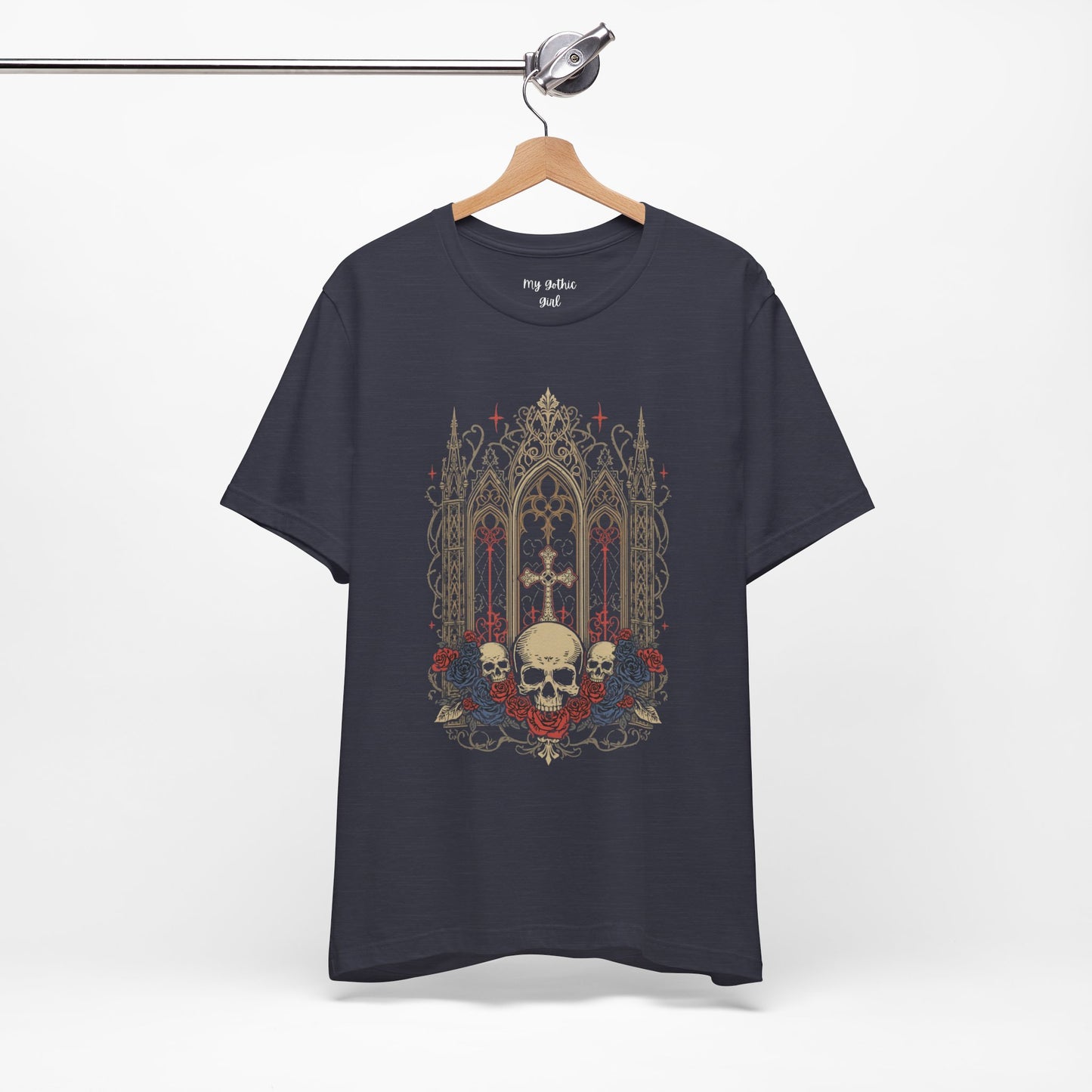 Gothic Cathedral Skull Tee — Dark Floral Skull T-Shirt
