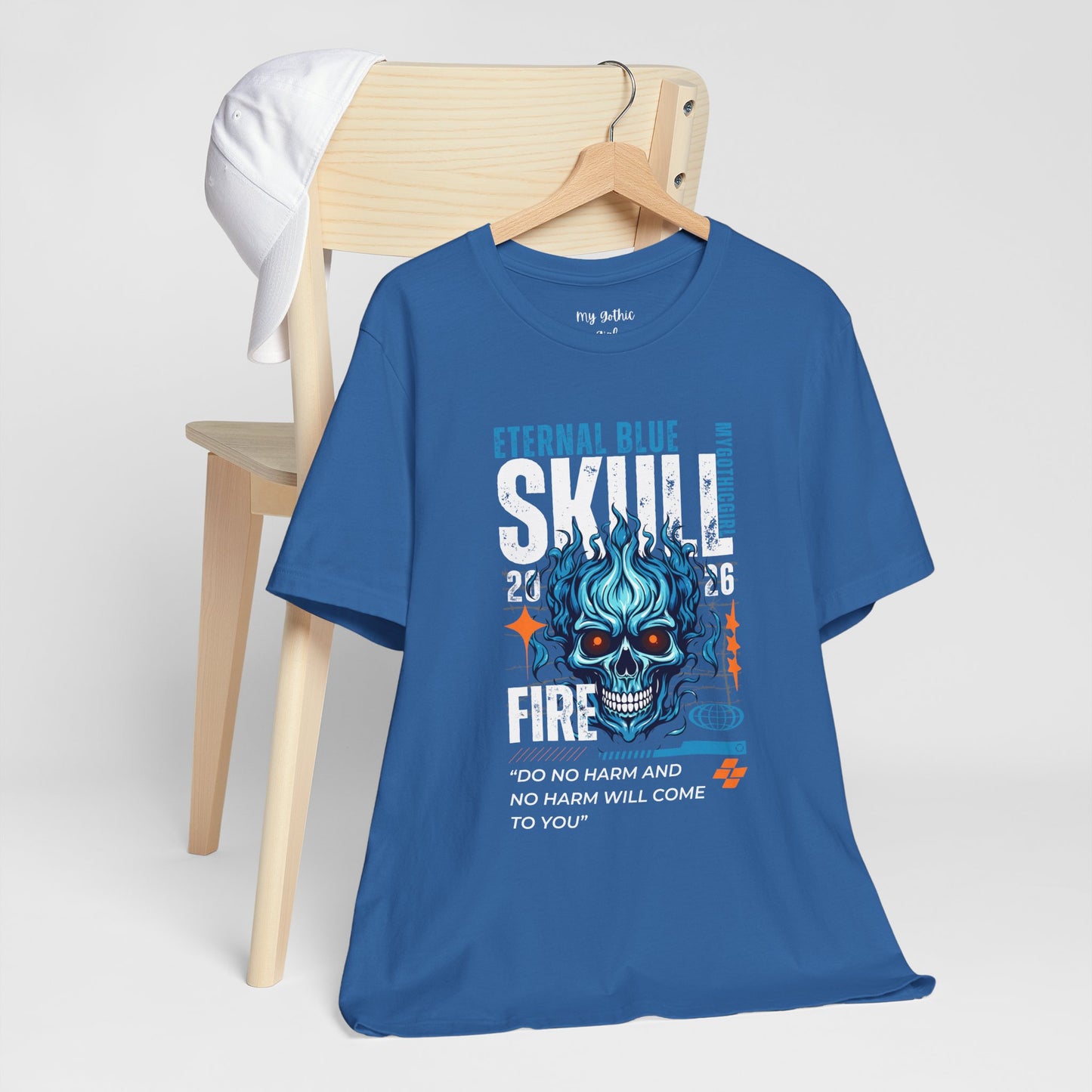 Eternal Blue Skull Flame Gothic Tee