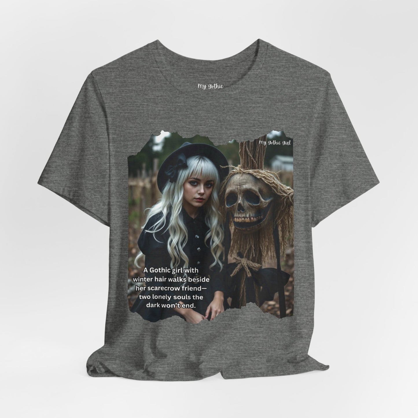 My Gothic Girl T-Shirt "Scarecrow Friend" – Whimsy Goth Streetwear, Dark Poetry Fashion, Alt Aesthetic Apparel
