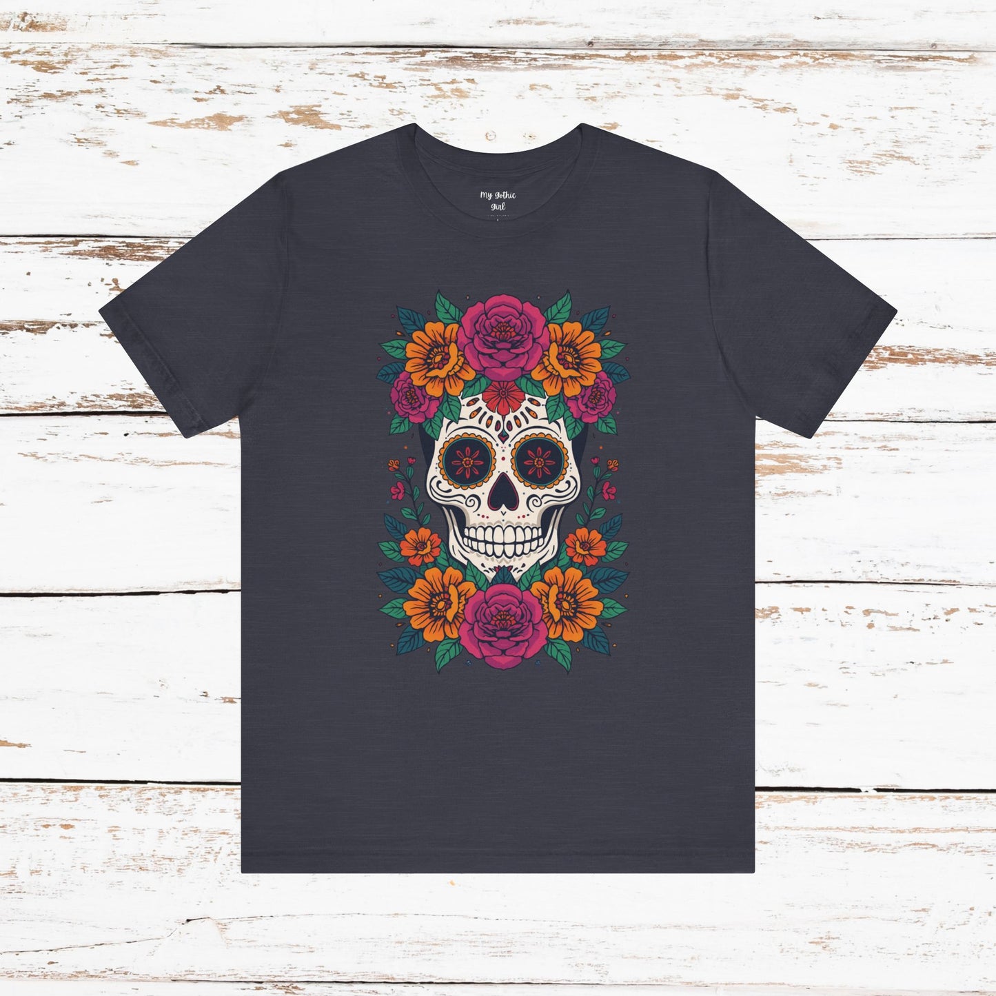 Sugar Skull Floral Tee — Day of the Dead Skull T-Shirt