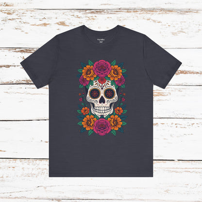 Sugar Skull Floral Tee — Day of the Dead Skull T-Shirt