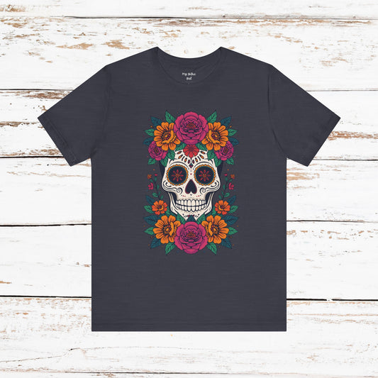 Sugar Skull Floral Tee — Day of the Dead Skull T-Shirt