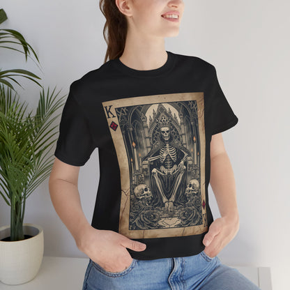 Skeleton King Playing Card Graphic Tee — Gothic Skull Throne T-Shirt