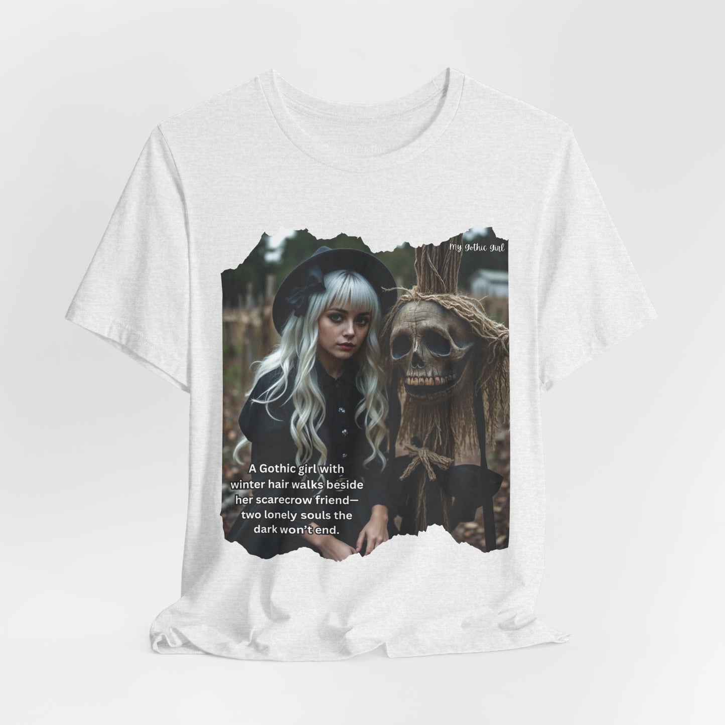 My Gothic Girl T-Shirt "Scarecrow Friend" – Whimsy Goth Streetwear, Dark Poetry Fashion, Alt Aesthetic Apparel