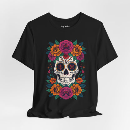 Sugar Skull Floral Tee — Day of the Dead Skull T-Shirt