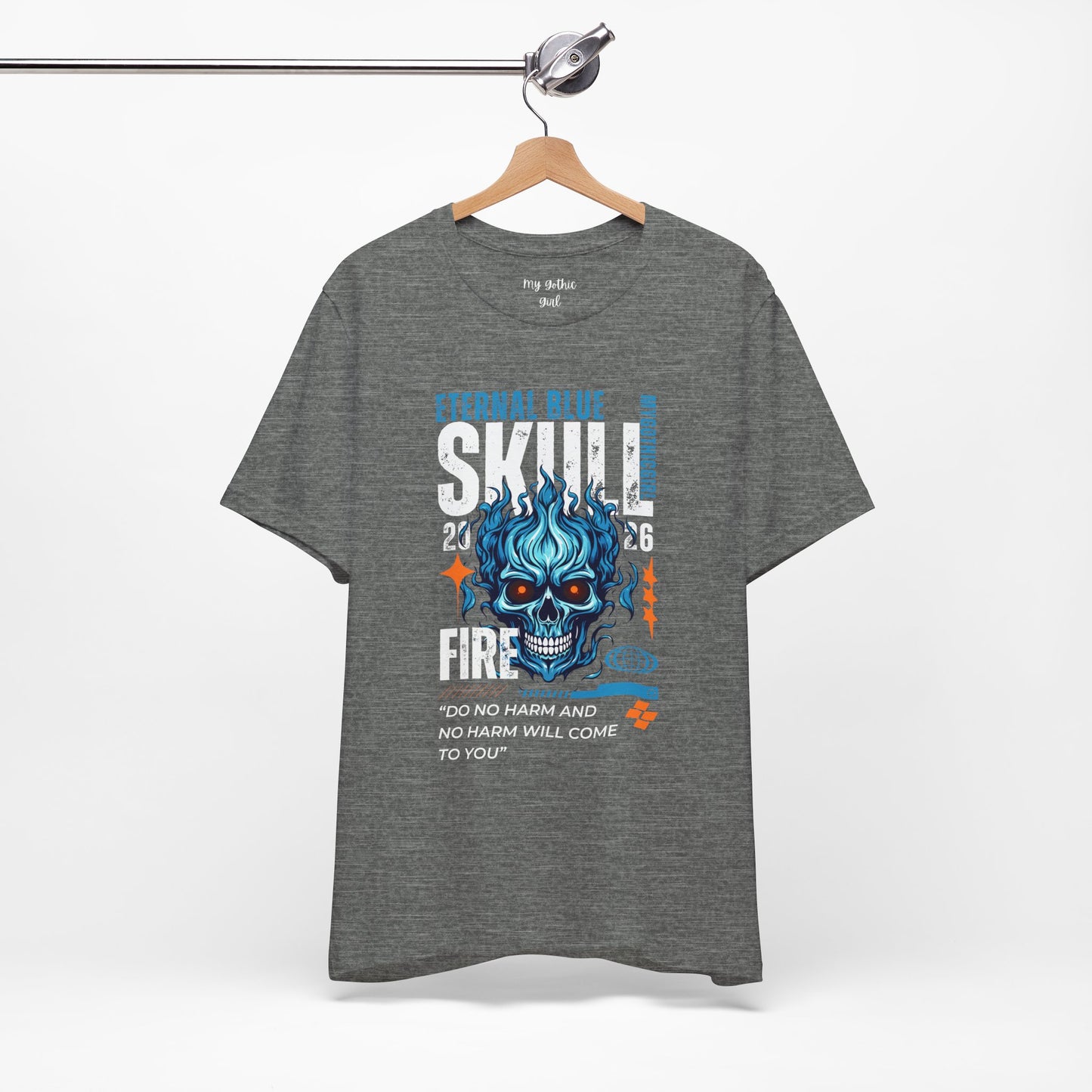 Eternal Blue Skull Flame Gothic Tee