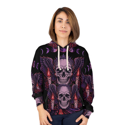 Winged Moon Skull All-Over-Print Hoodie — 'My Gothic Girl' Gothic Hooded Sweatshirt