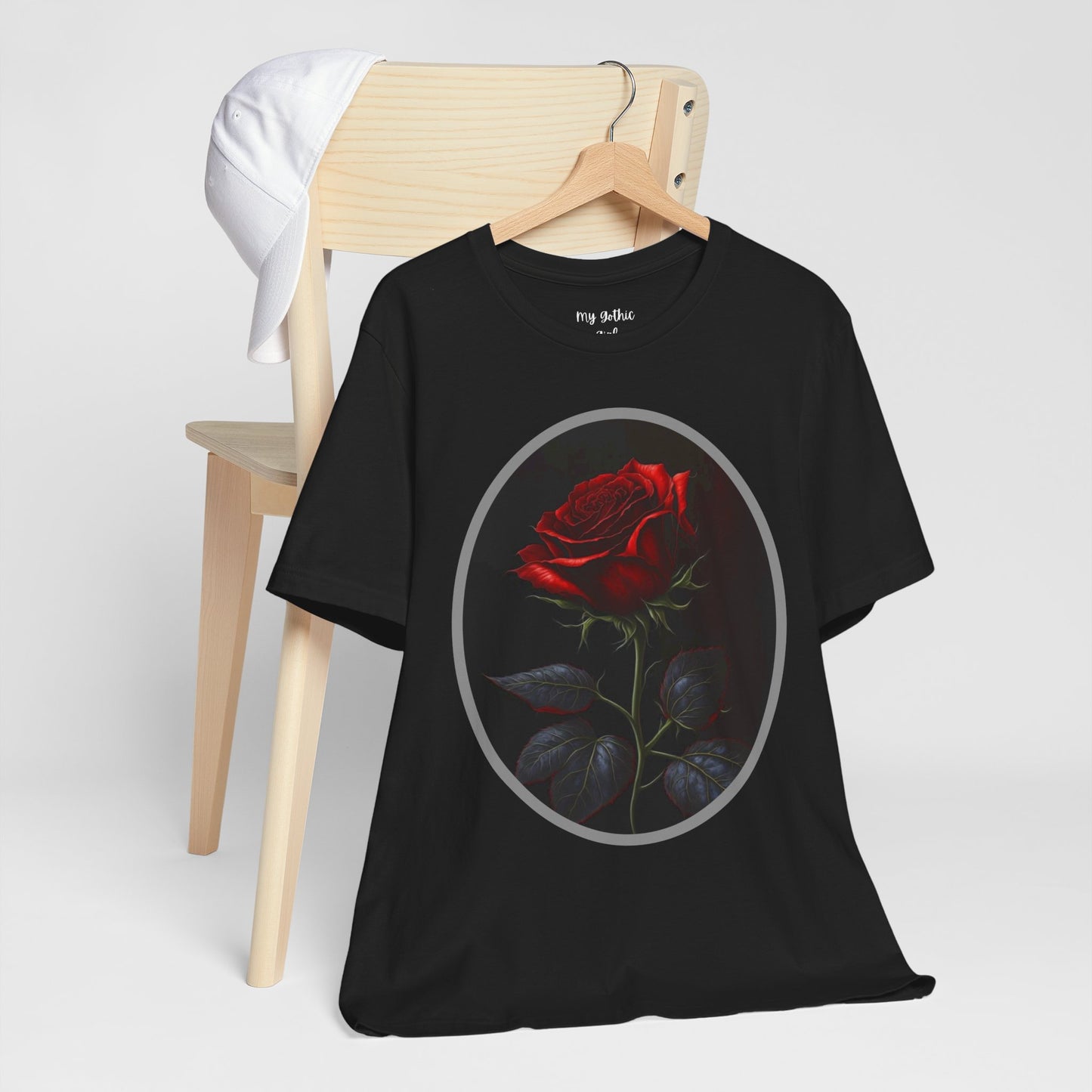 My Gothic Girl T-Shirts for Women & Men "Linda's Red Rose" Dark Aesthetic & Alternative Tees – My Gothic Girl